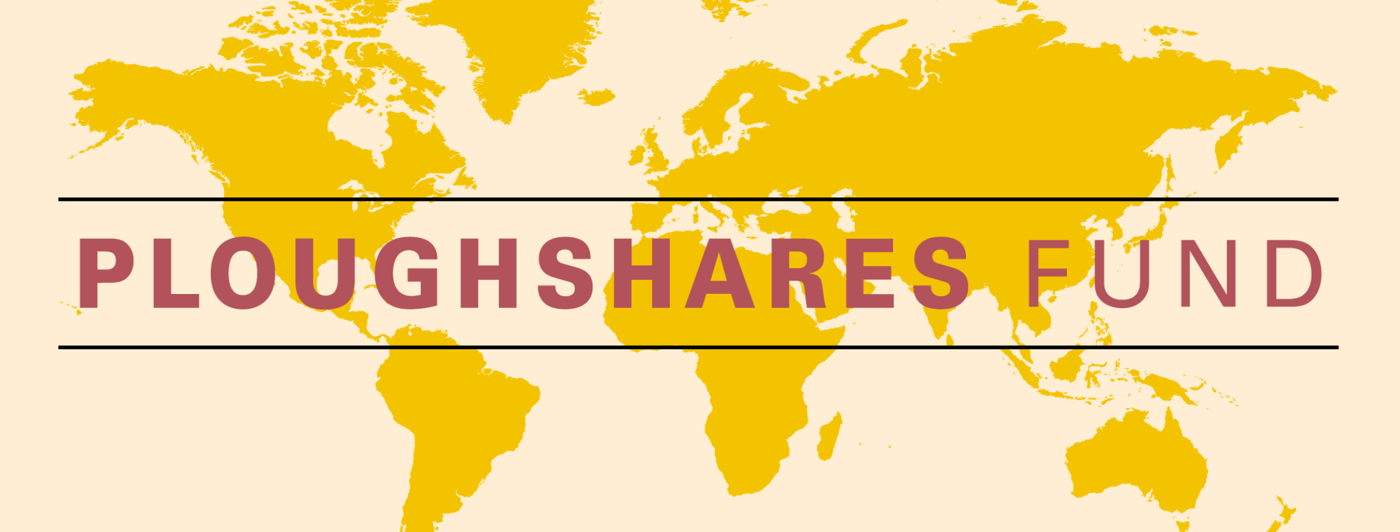 Ploughshares Fund Logo over world map